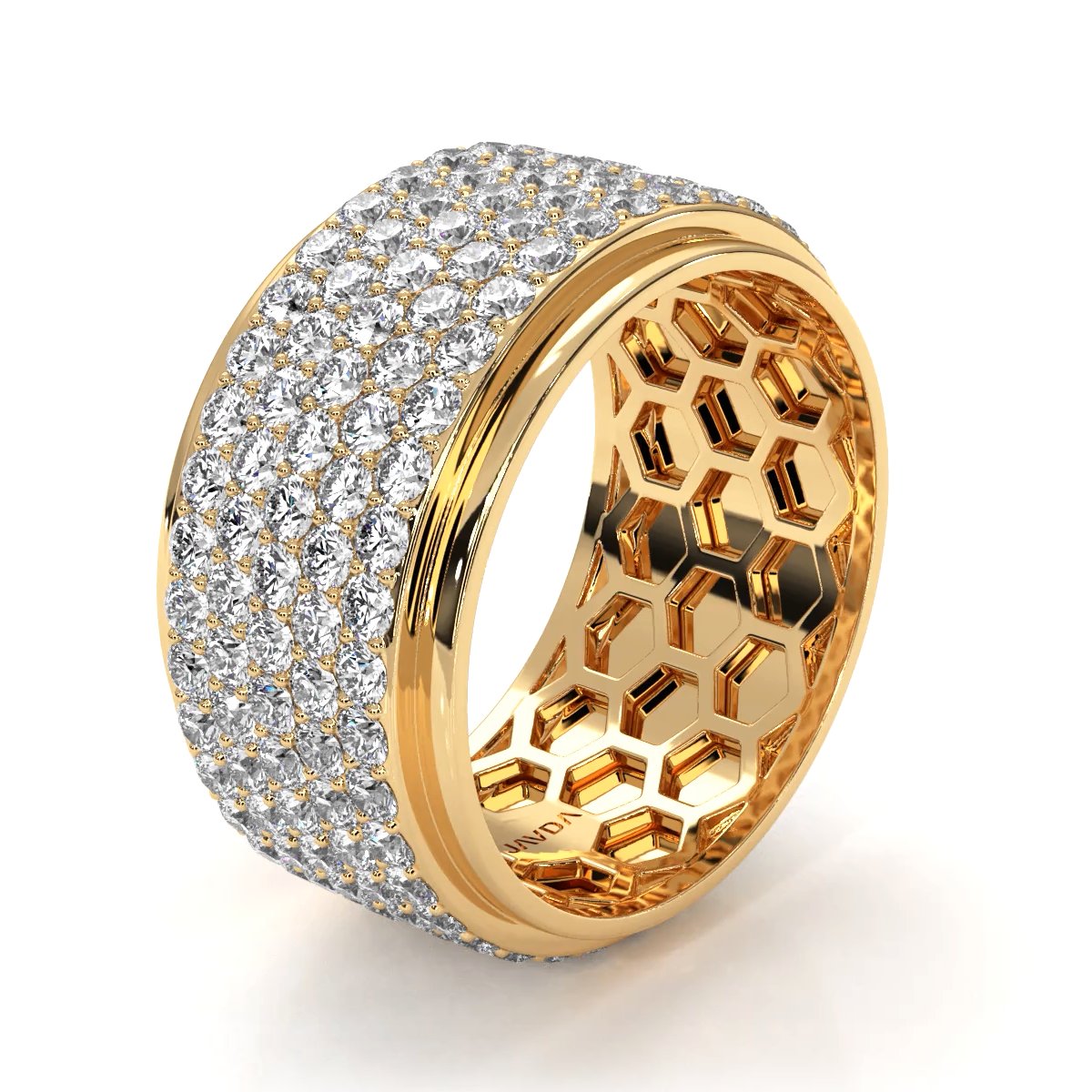 Matte Finish 4 Row Round Diamond Eternity Men Wedding Band 14k White Gold 2.83 Ctw.